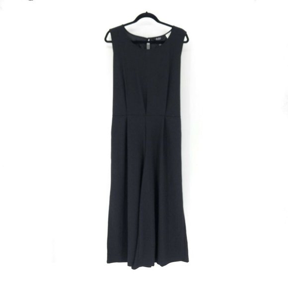 Du Jour Regular Cropped Wide Leg Knit Jumpsuit with Tie Waist Black Women's XL